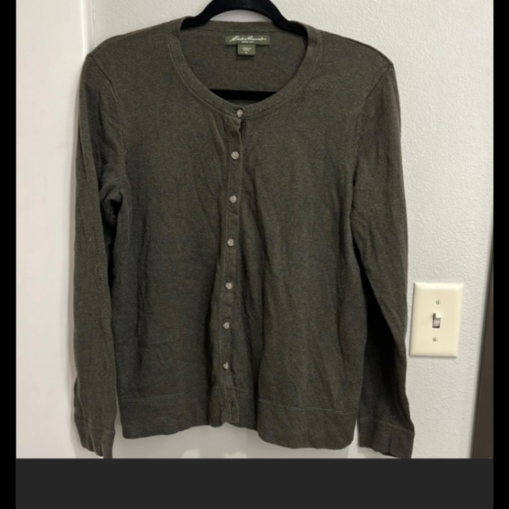 Eddie Bauer Women's Charcoal Button-Up Knit Cardigan